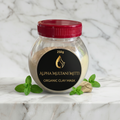 Alpha Multani Mitti flat lay on white marble with mint leaves